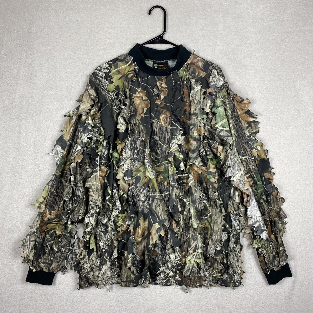 Mirage Wear Mossy Oak Ghillie Shirt Mens L Camo Long Sleeve Pullover Hunting